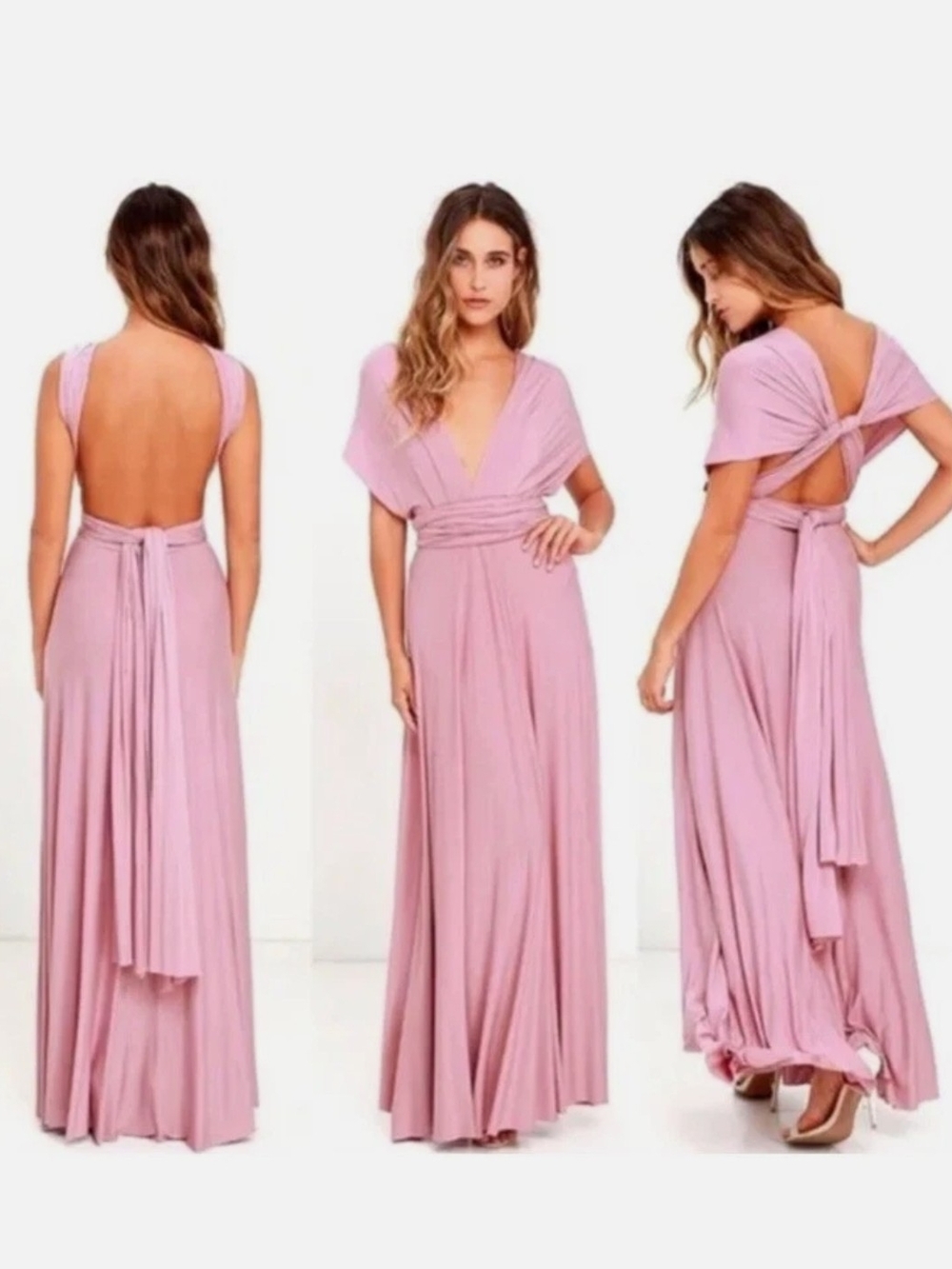 Versatile Multi-Way Pink Maxi Dress
